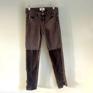 Paige Faded Charcoal Denim Skinny Jeans with Zips
